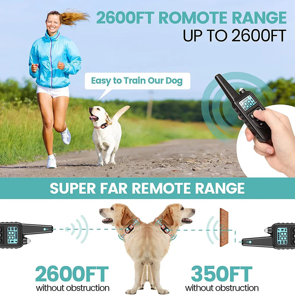 800m Digital Dog Training Collar Waterproof Rechargeable Remote Control Pet with LCD Display for All Size Shock Vibration Sound 