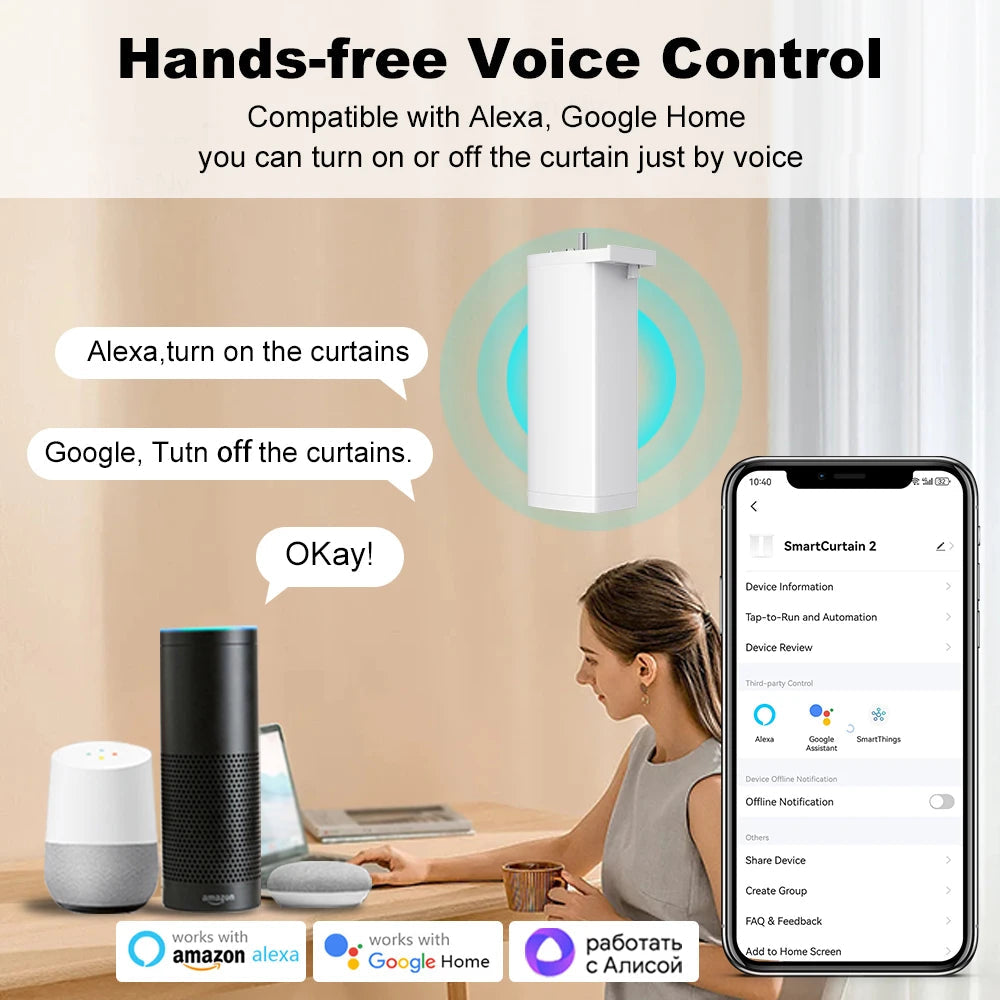 Tuya 155MM 4rd Smart Zigbee/WiFi Electric Shutter Curtain Motor Silent Motor with Remote APPVoice Control With Alexa Google Home 