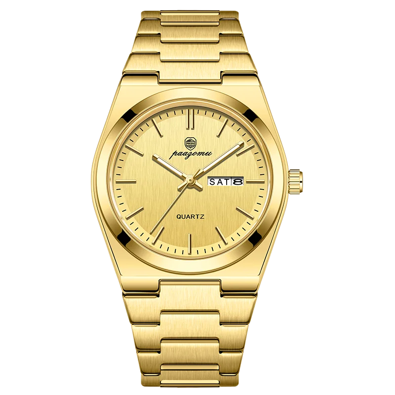 PENGAGAR Luxury Sport Quartz Man Wristwatch Waterproof Luminous Date Week Men Watches Stainless Steel Men's Watch Male Reloj+box 