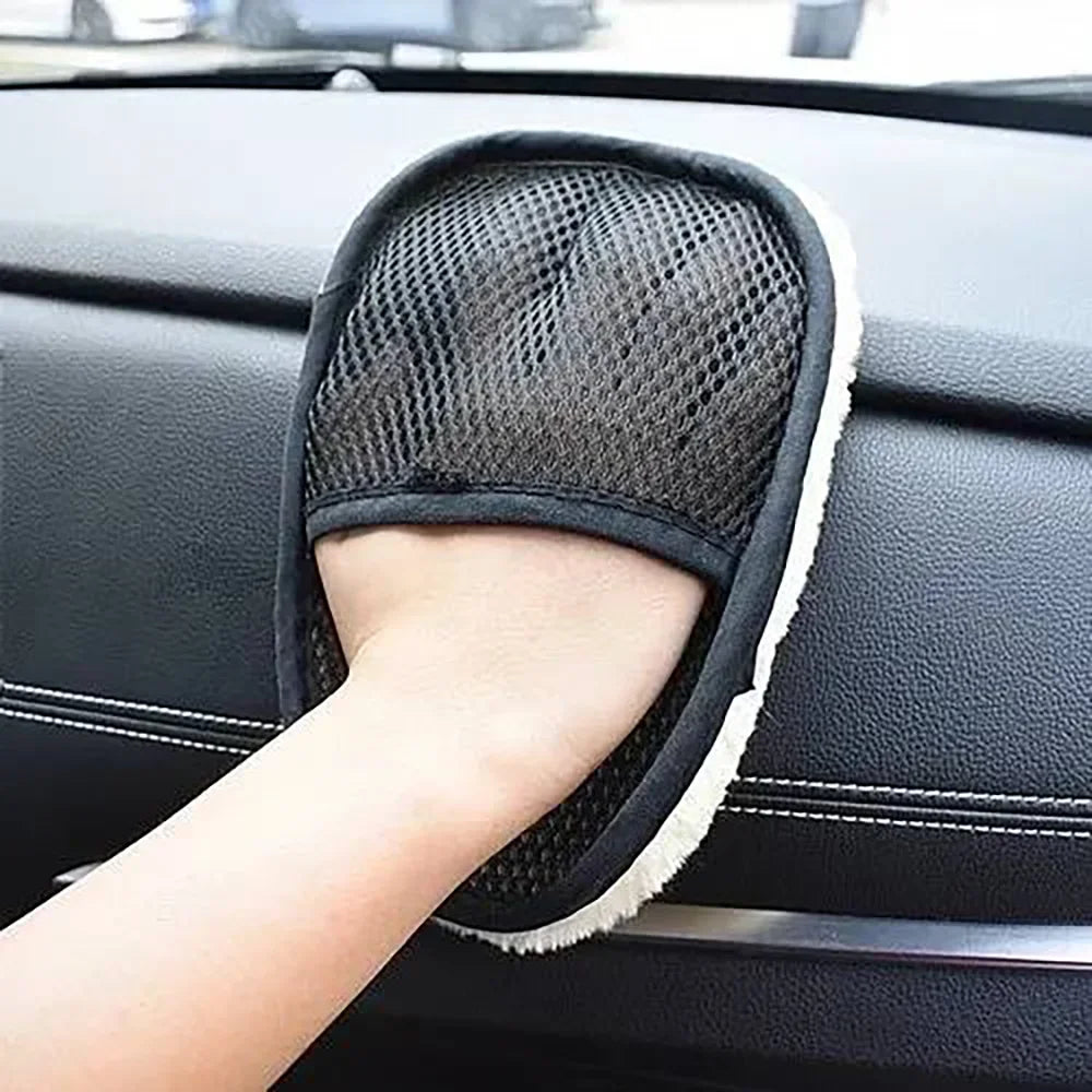 ISGTDRM Car Cleaning Sponge Glove Car Polishing Washing Mitt Gloves Microfibre Wash For Automotive Kitchen Homes Cleaner Wool 