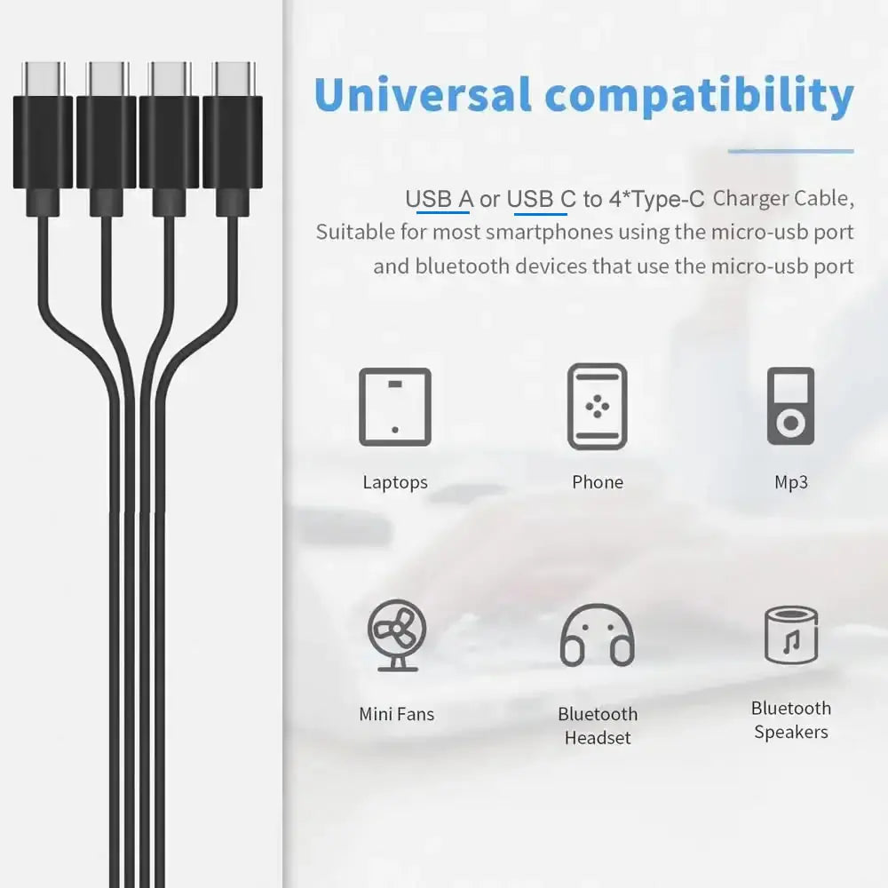 Vierfach-USB-C-Ladeverteilerkabel