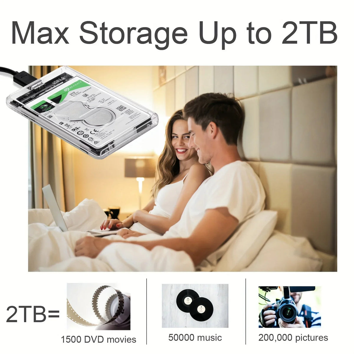 Transparent 2.5-Inch SATA HDD/SSD USB Enclosure