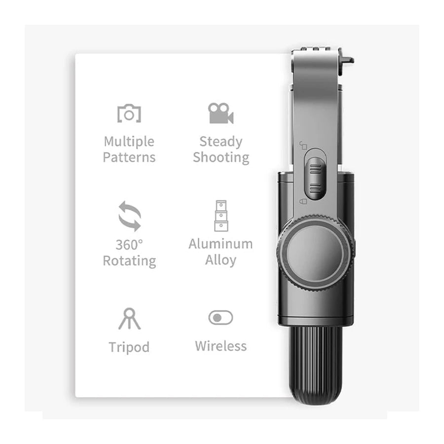 Handheld Gimbal Stabilizer for Smartphone 1-Axis with Selfie Stick Tripod Stand Wireless Bluetooth Remote for iPhone Android 