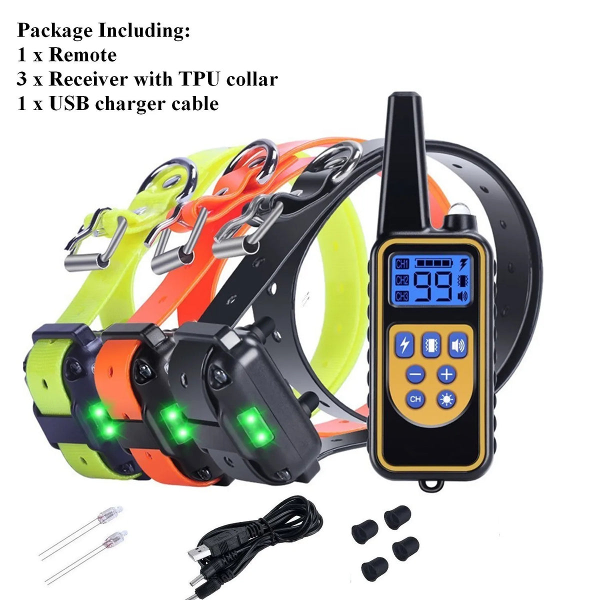 Rechargeable Remote Dog Training Collar for Up to 3 Dogs