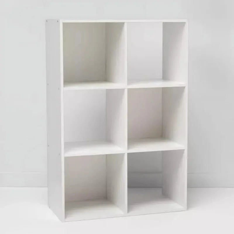 Raft organizator cu 6 cuburi, bibliotecă de depozitare de 11" – unitate din lemn alb