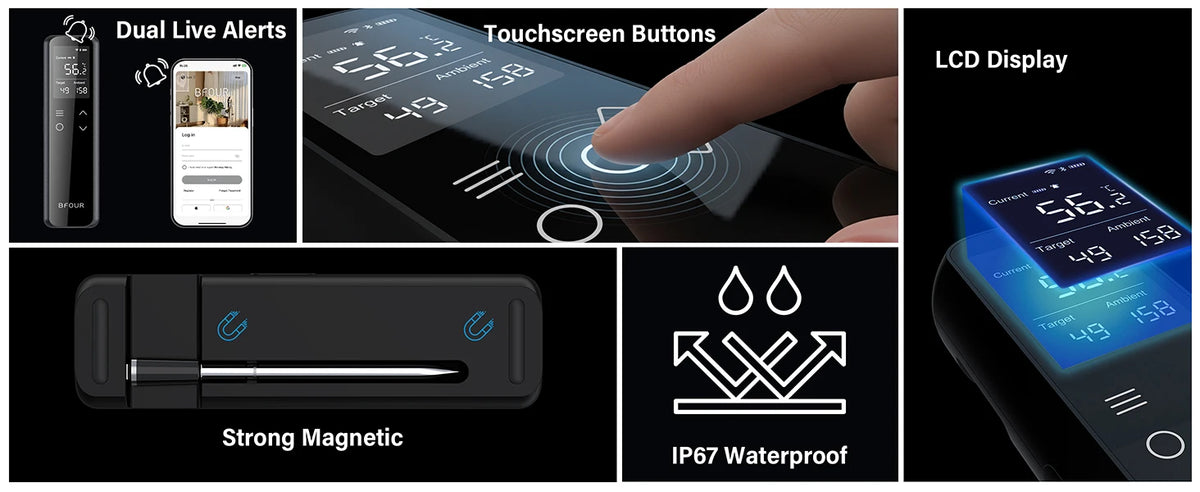Wireless Digital Meat Thermometer with WiFi and Bluetooth