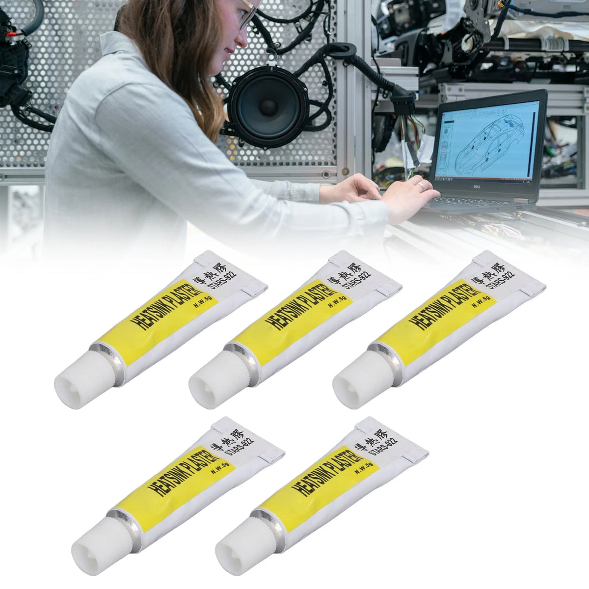 Five 5 g Tubes of Thermal Silicone Adhesive