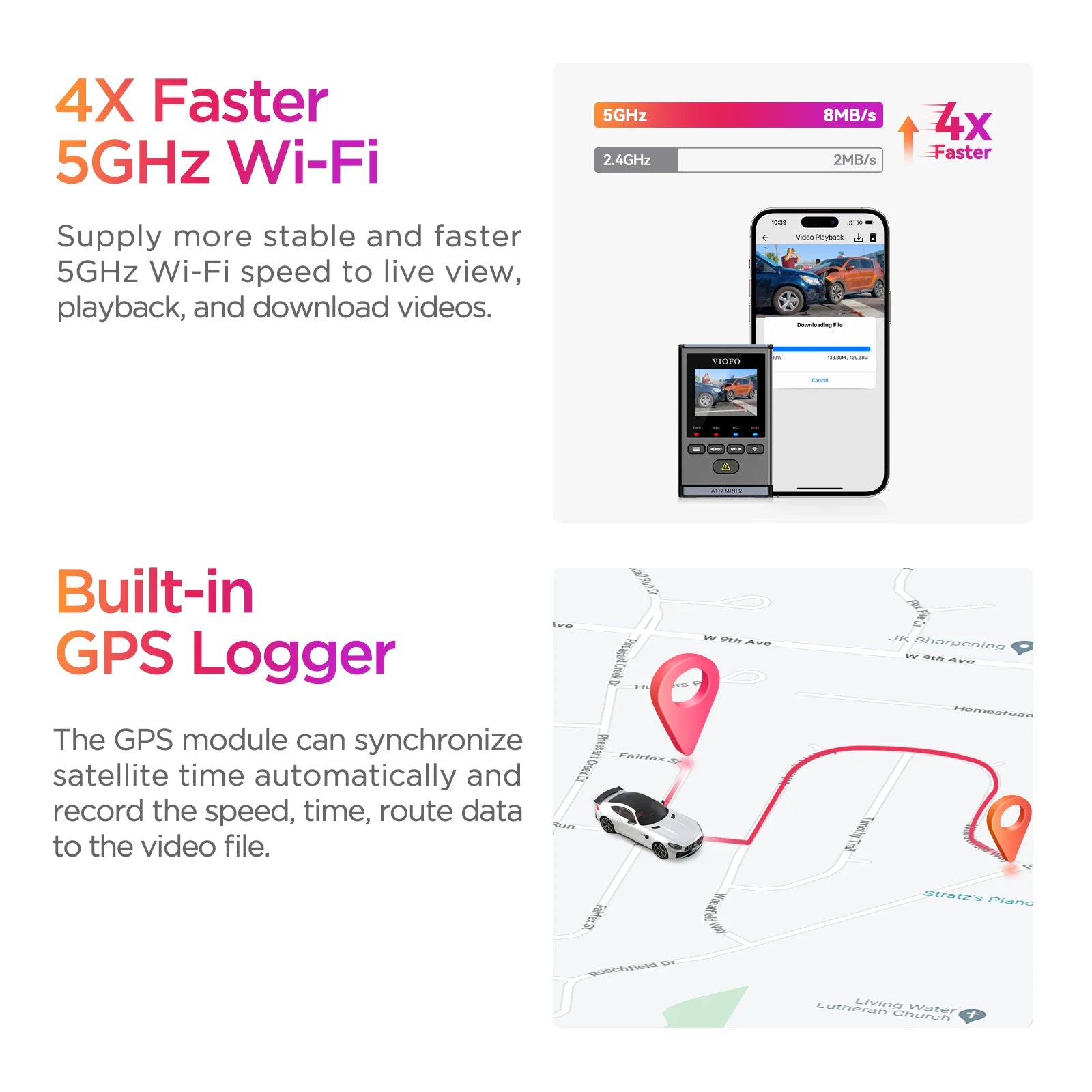 2K 60FPS Mini Dash Cam with GPS, Wi‑Fi, Voice Control and Parking Mode