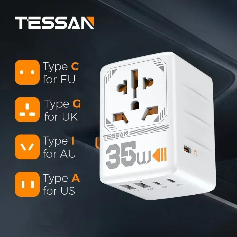 Universal Travel Adapter - USB Power Options