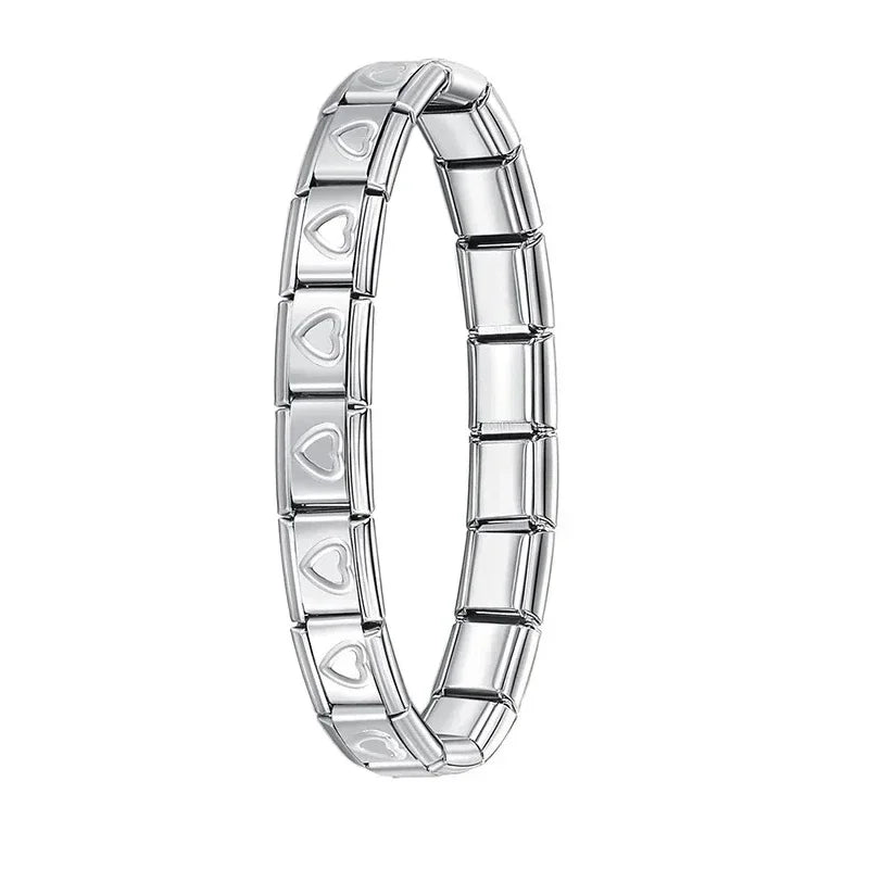 Hapiship New Women's Jewelry 9mm Width Itanlian Elastic Charm Bracelet Fashion Stainless Steel Bangle ST- 