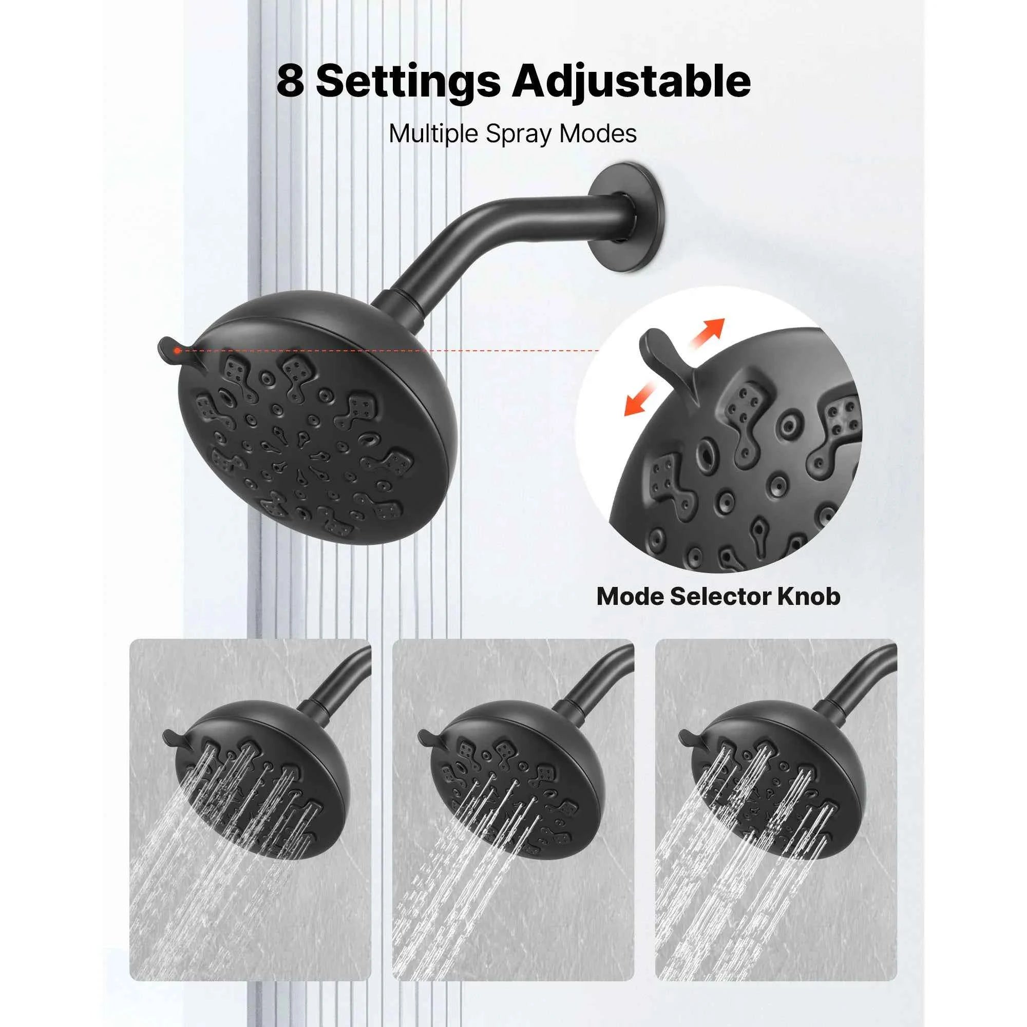 Tub and Shower Faucet Set 5 Inch 8-Setting Single Handle