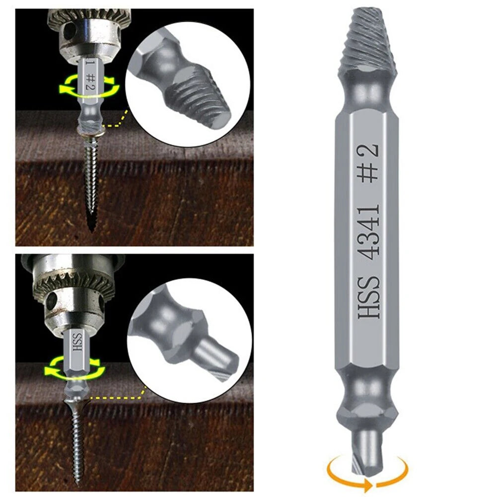 6-Piece Damaged Screw Extractor Set for Broken Bolts and Screws