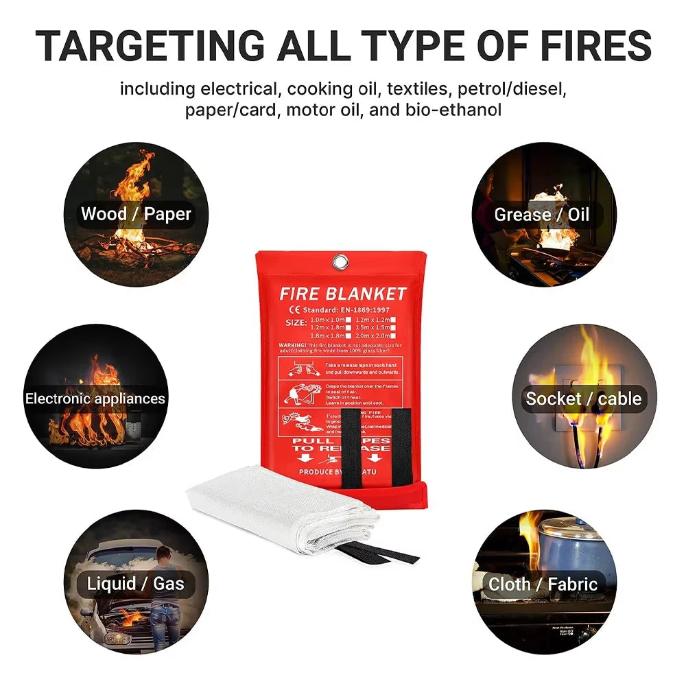 Emergency Fire Blanket 1m x 1m Fire Suppression Cover