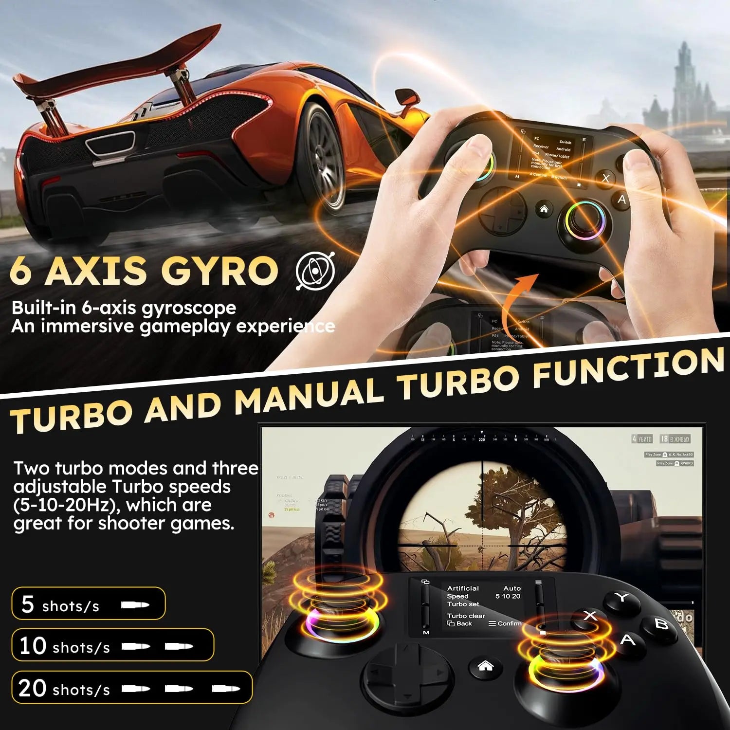 Wireless Gaming Controller with Interactive Screen