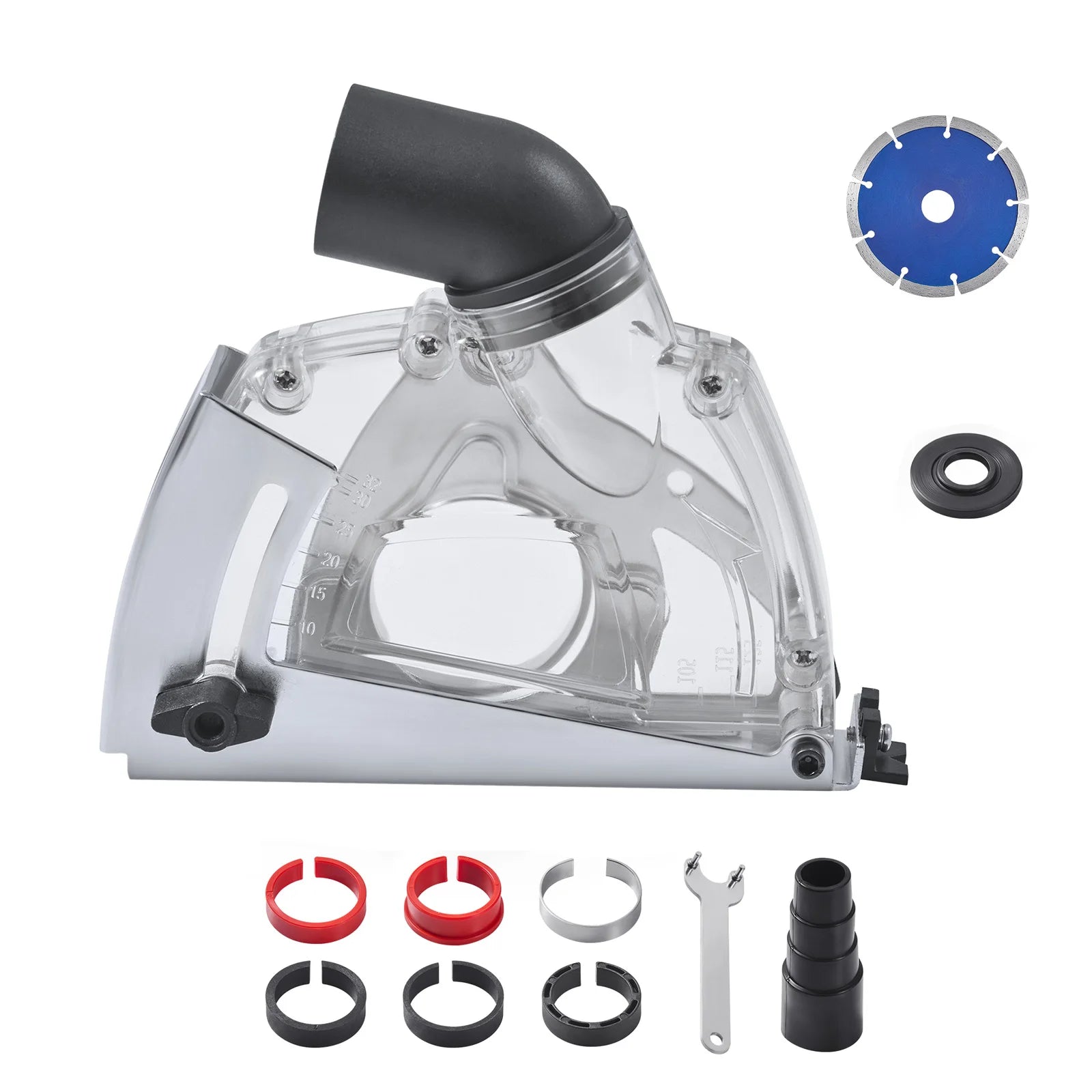 Angle Grinder Dust Shroud 4-5" with Adjustable Depth & Vacuum Port