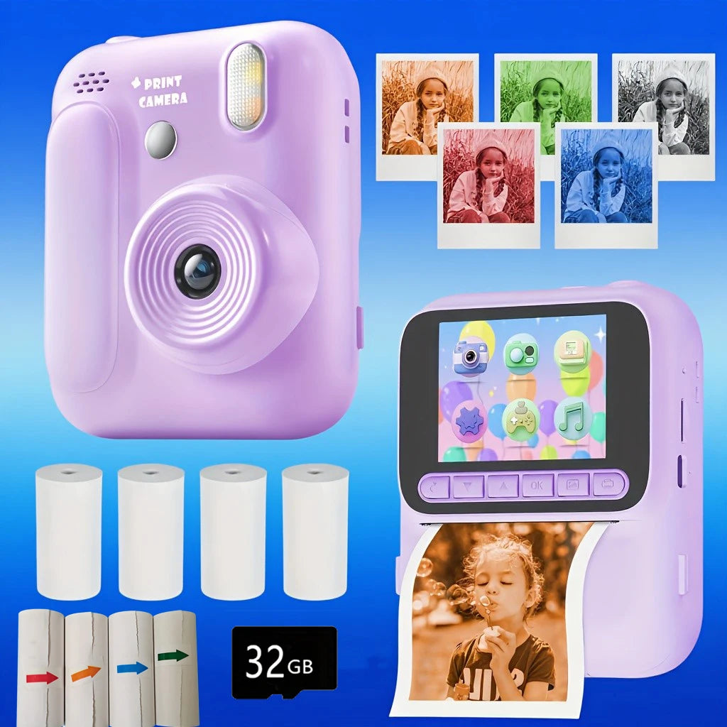 Kids Instant Color Printing Camera 32GB 1080P