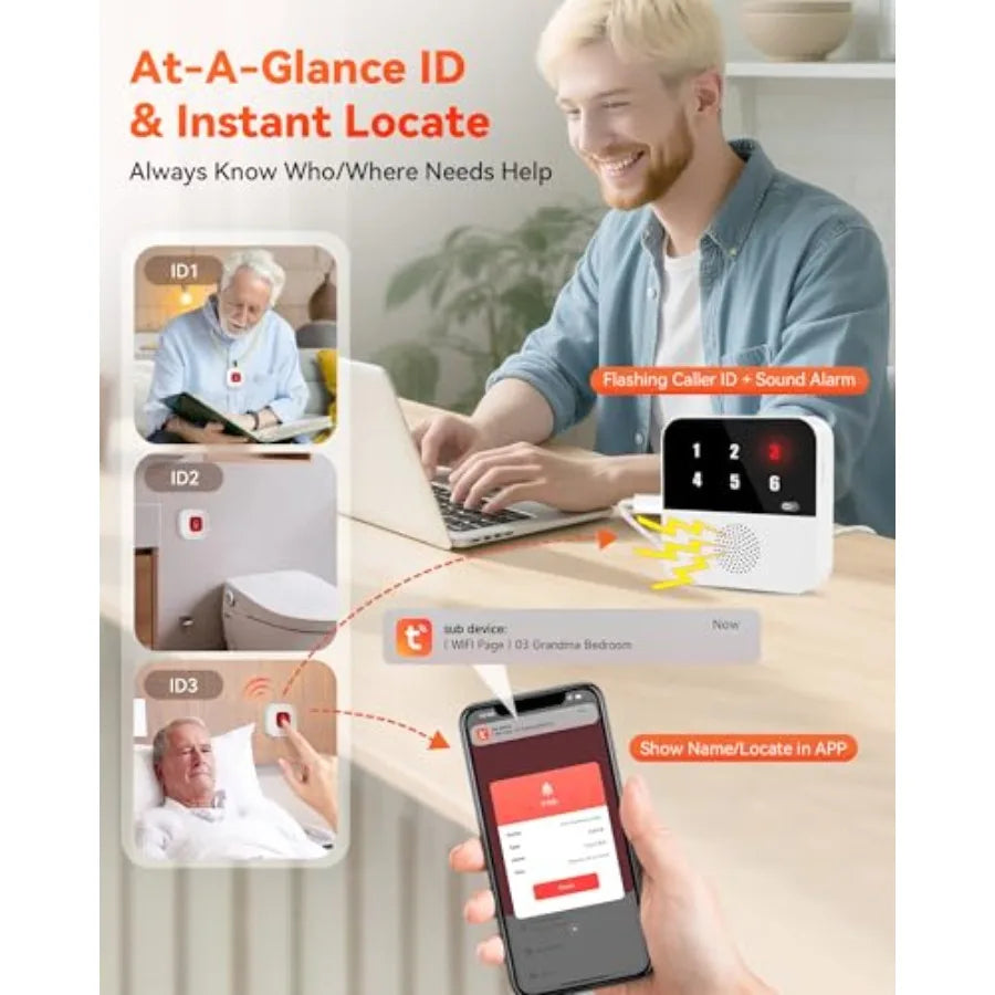 Wireless Caregiver Call Button System for Home and Nursing Care
