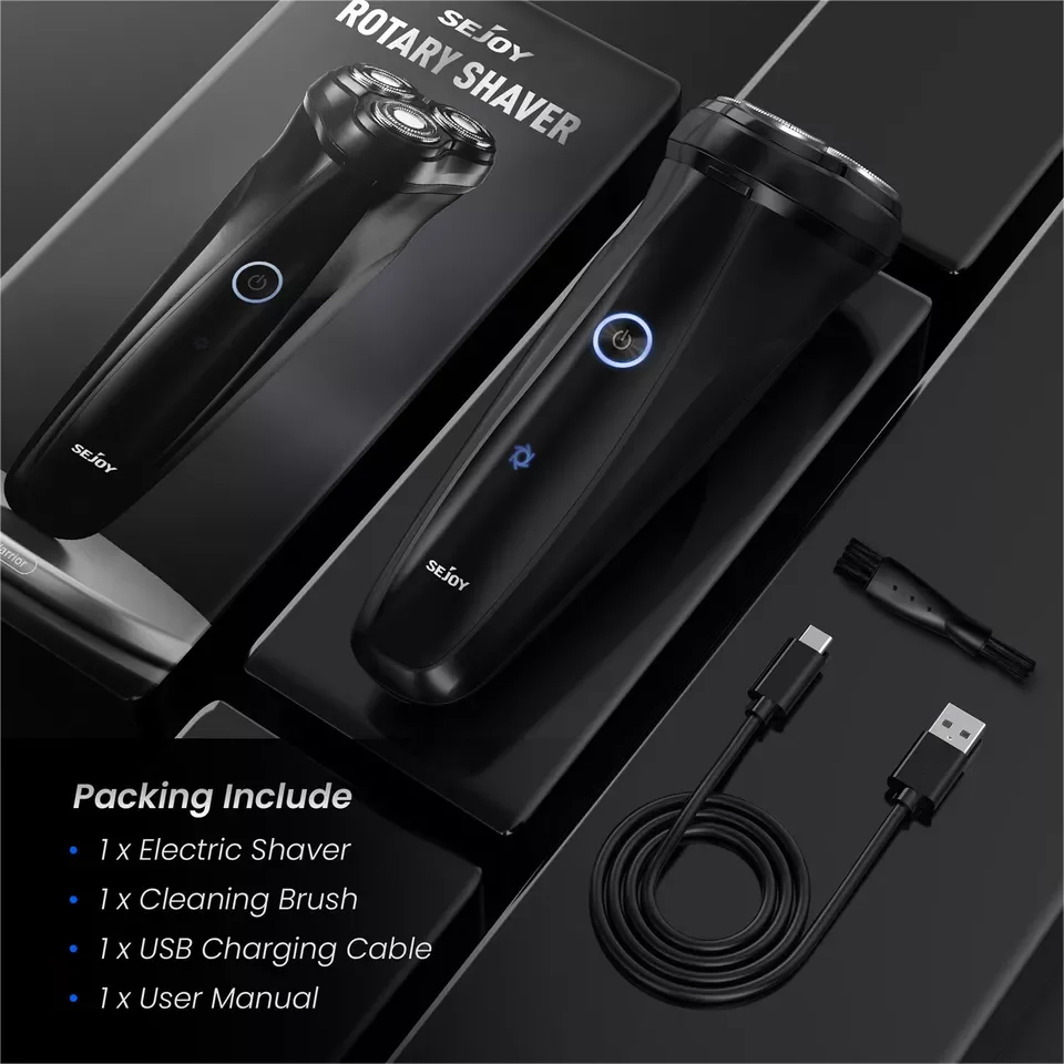 Rasoir électrique SEJOY pour hommes, rasoir rotatif 3D