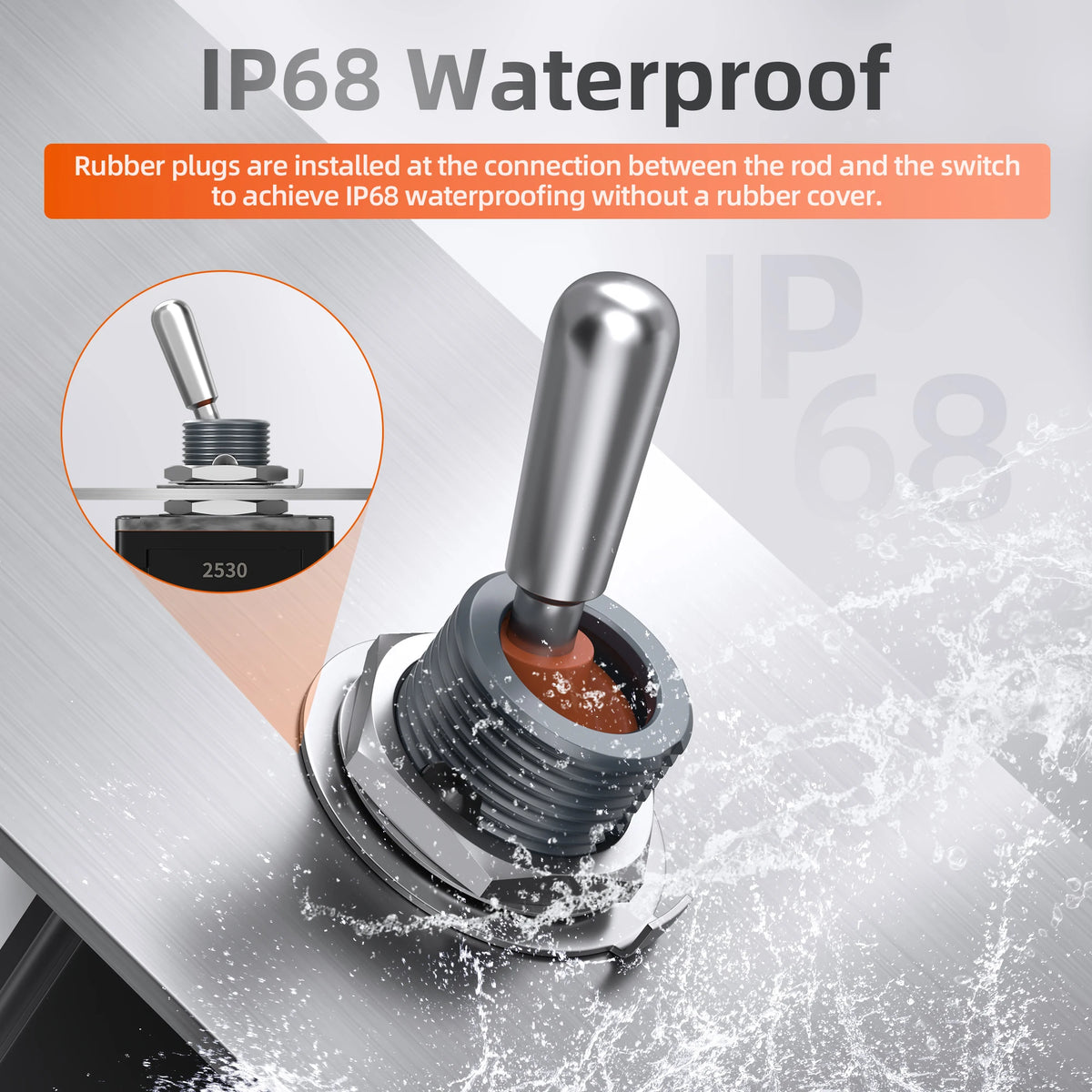 Coppia di interruttori a levetta precablati IP68, 12V DC