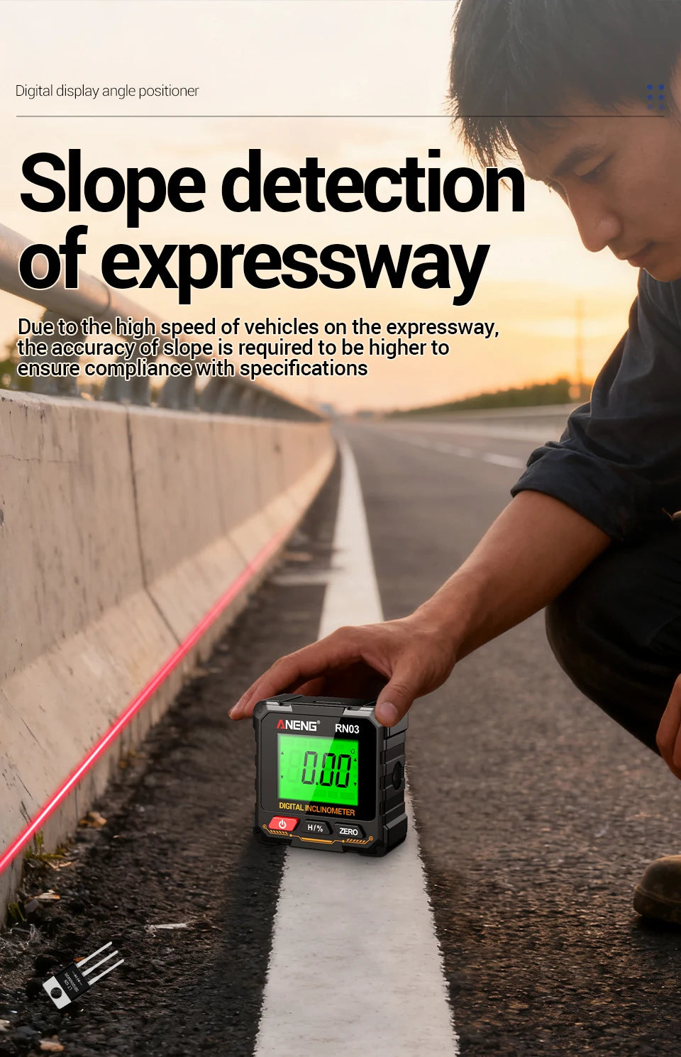 Digital Angle Gauge 0.05° Accuracy 360° Magnetic Inclinometer