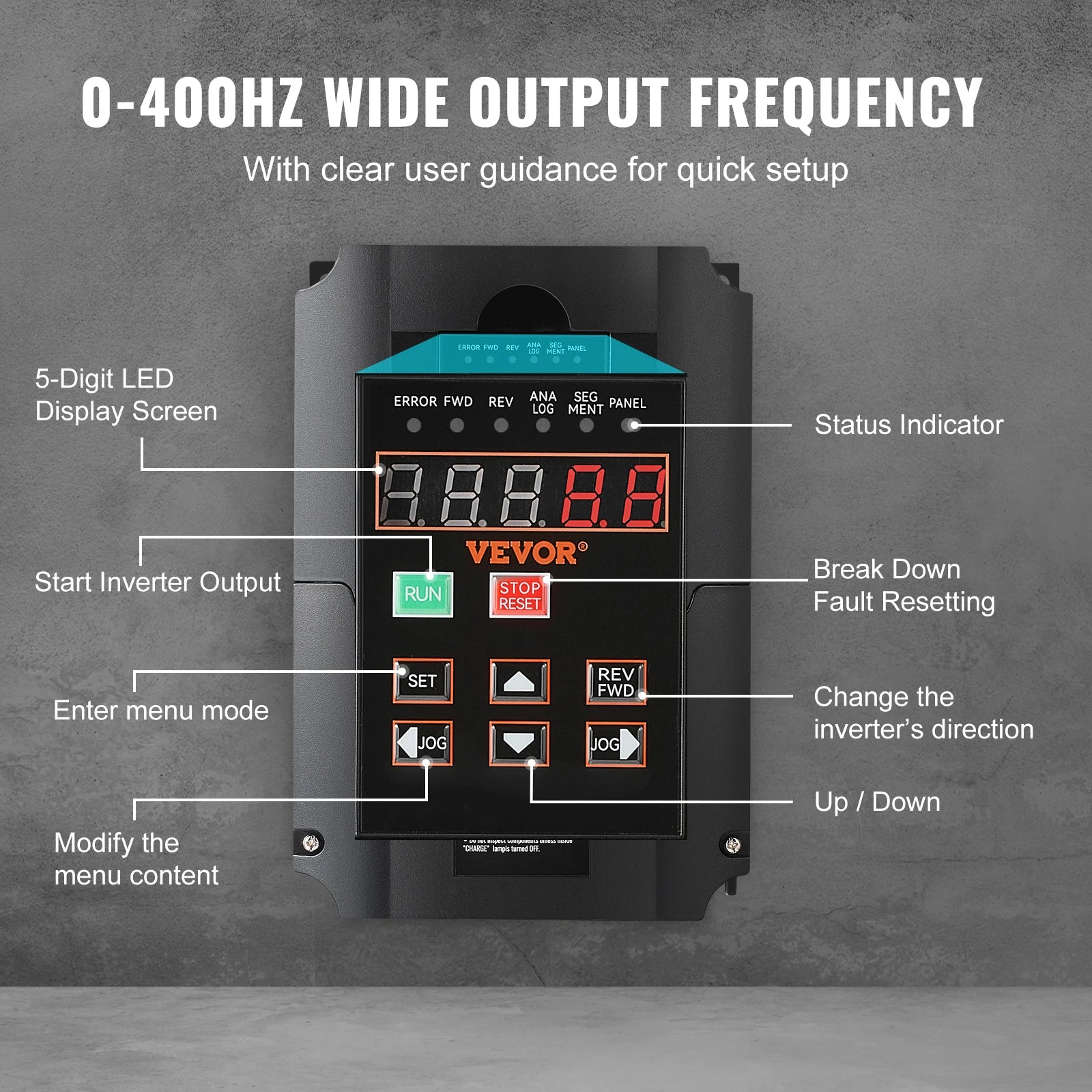 SucceBuy 0.75/7.5KW VFD Frequency Inverter 220V Output Variable Frequency Drive for Spindle Motor CNC Converter Speed Control