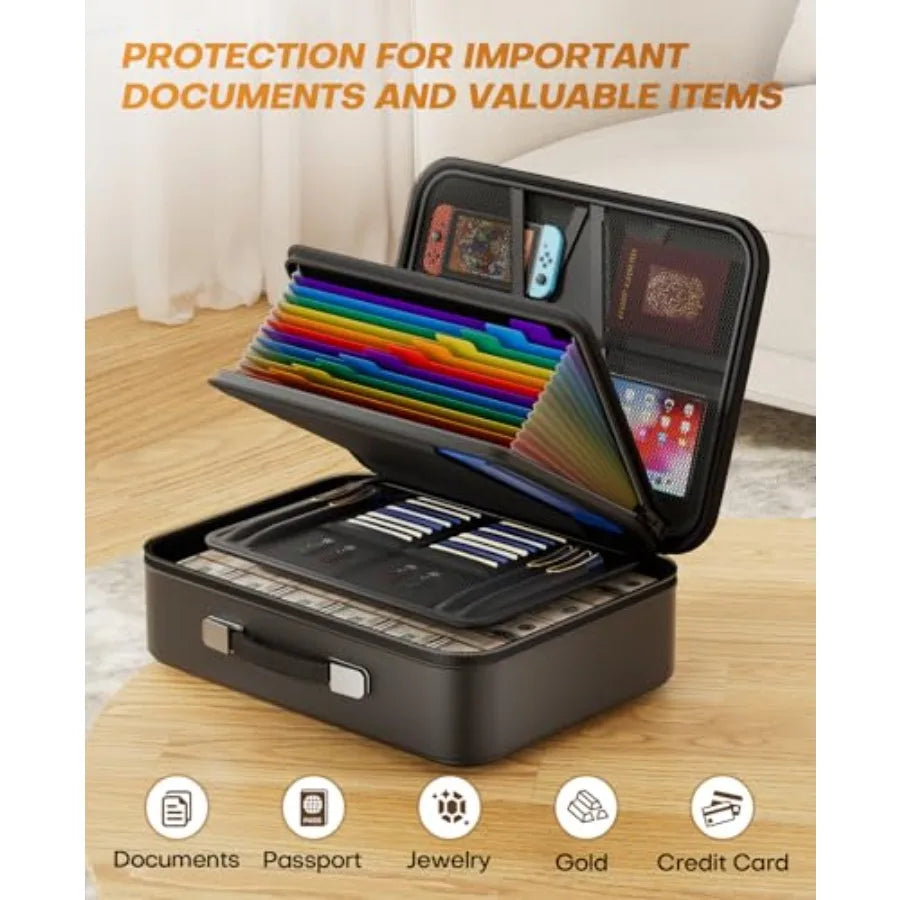 Fireproof Document Box with Lock for Home Office Storage