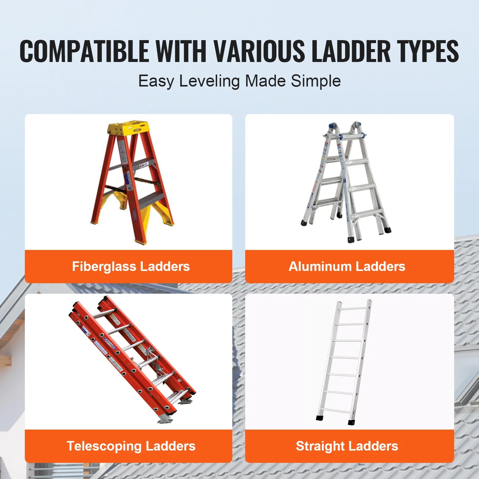 SucceBuy Ladder Levler 380lbs Carico PP Strumento di livellamento per scale Rampino per scale a gradini Stabilizzatore con vano di conservazione Facile da usare Stabile