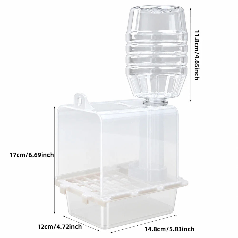 Automatic Bird Feeder for Cage, Large Capacity No-Mess Seed Feeder with Catcher Tray, Anti-Spill Food Dispenser for Small Birds