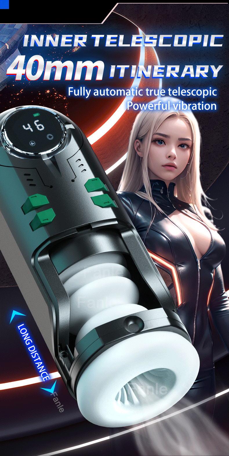 Чоловіча мастурбаційна чаша телескопічний нагрітий мастурбатор із присмоктуванням