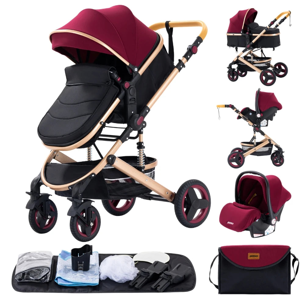 Luxury Baby Stroller 3‑in‑1 Travel System With Car Seat