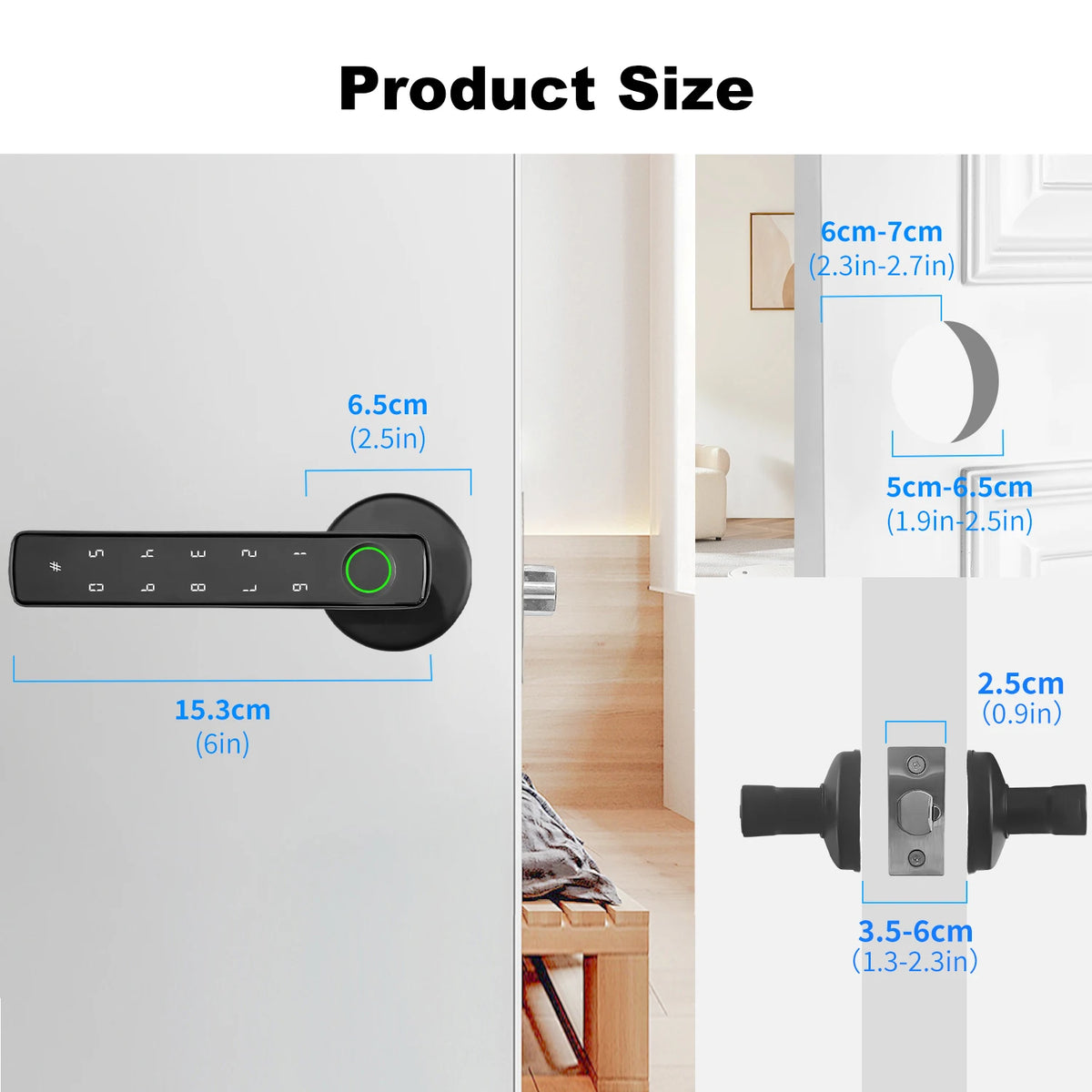 Tuya Bluetooth Fingerprint Door Handle Lock