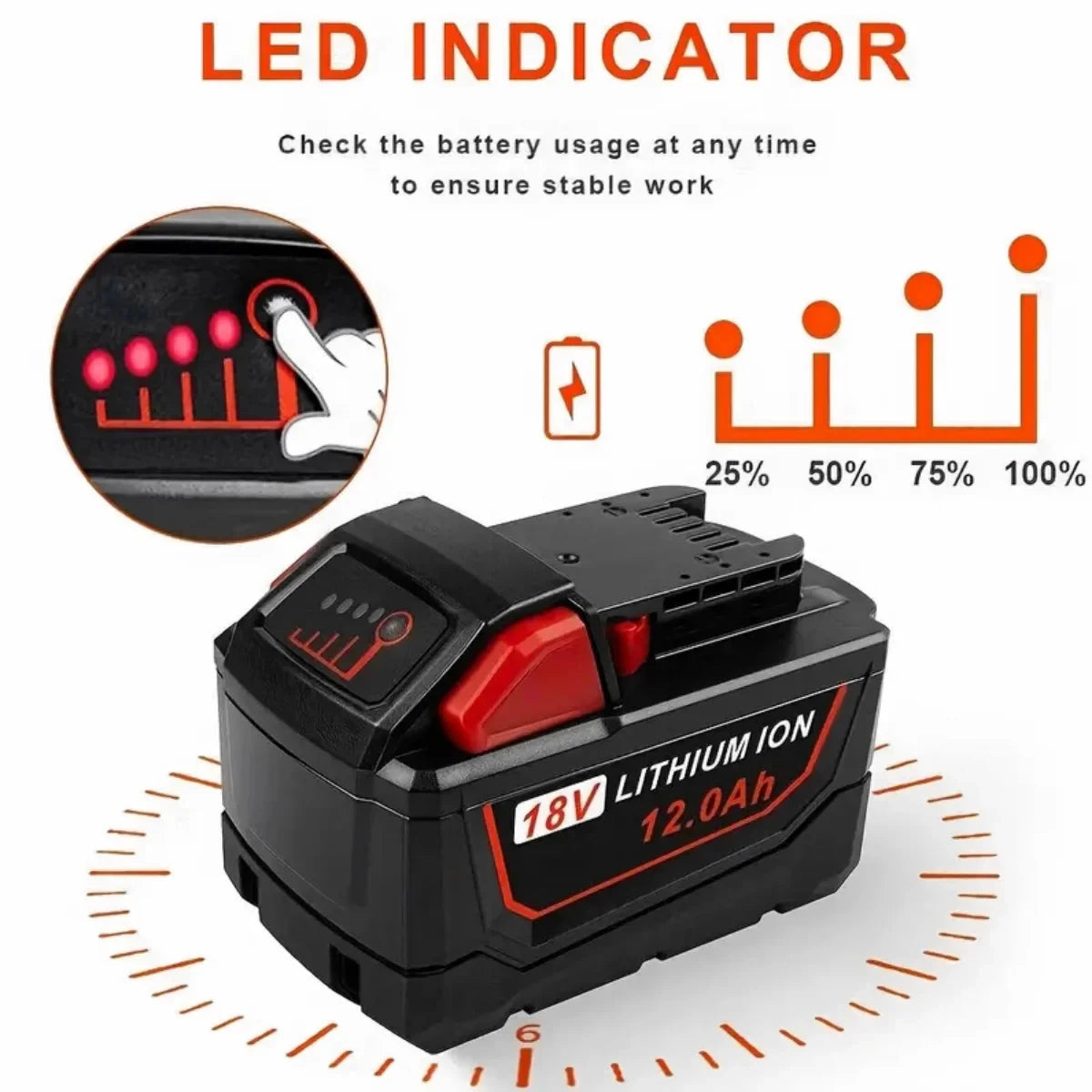 Bateria de Substituição de Íon de Lítio 12,0Ah
