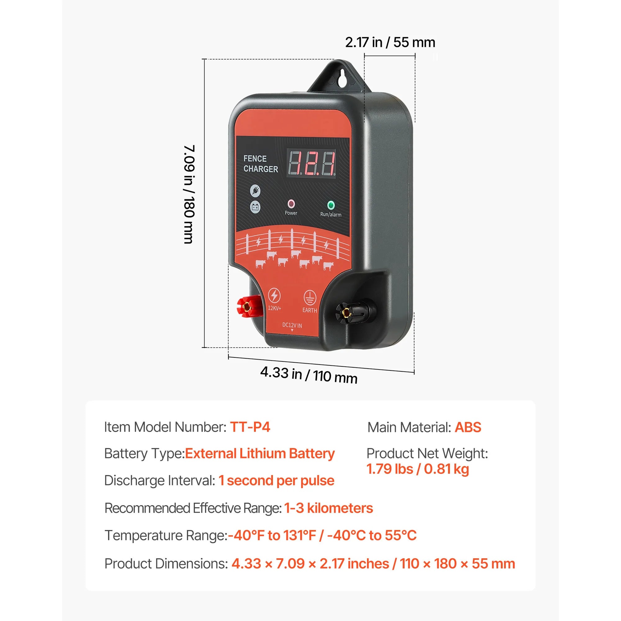 SucceBuy elektrisk hegnoplader AC/DC energizer til elhegn, kraftfuld væg- eller bordmodel, som oplader og forhindrer vilde dyrs indtrængen.