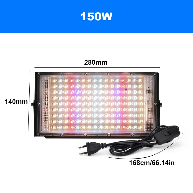LED Plant Grow Floodlight, 50W, 100W or 150W Options