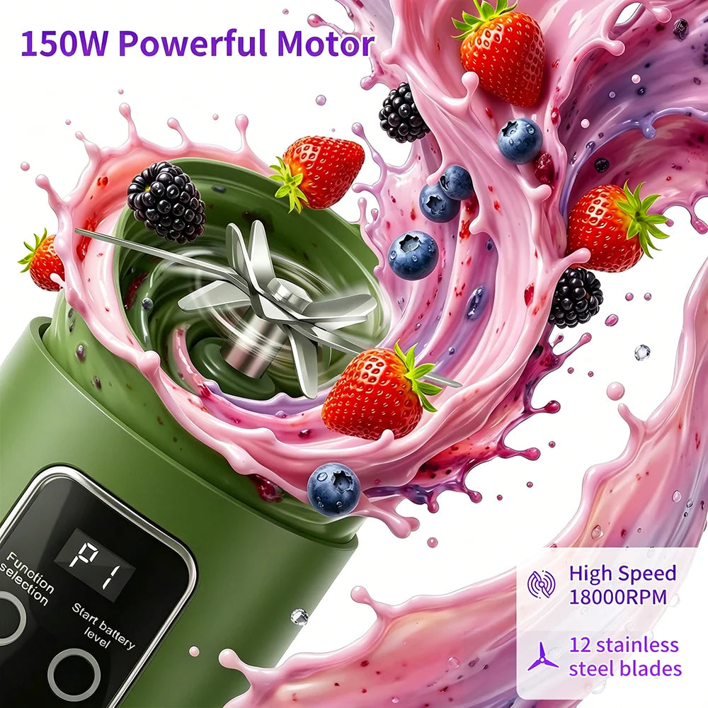 450ml Portable Juicer Blender Cup with 12 Stainless Steel Blades