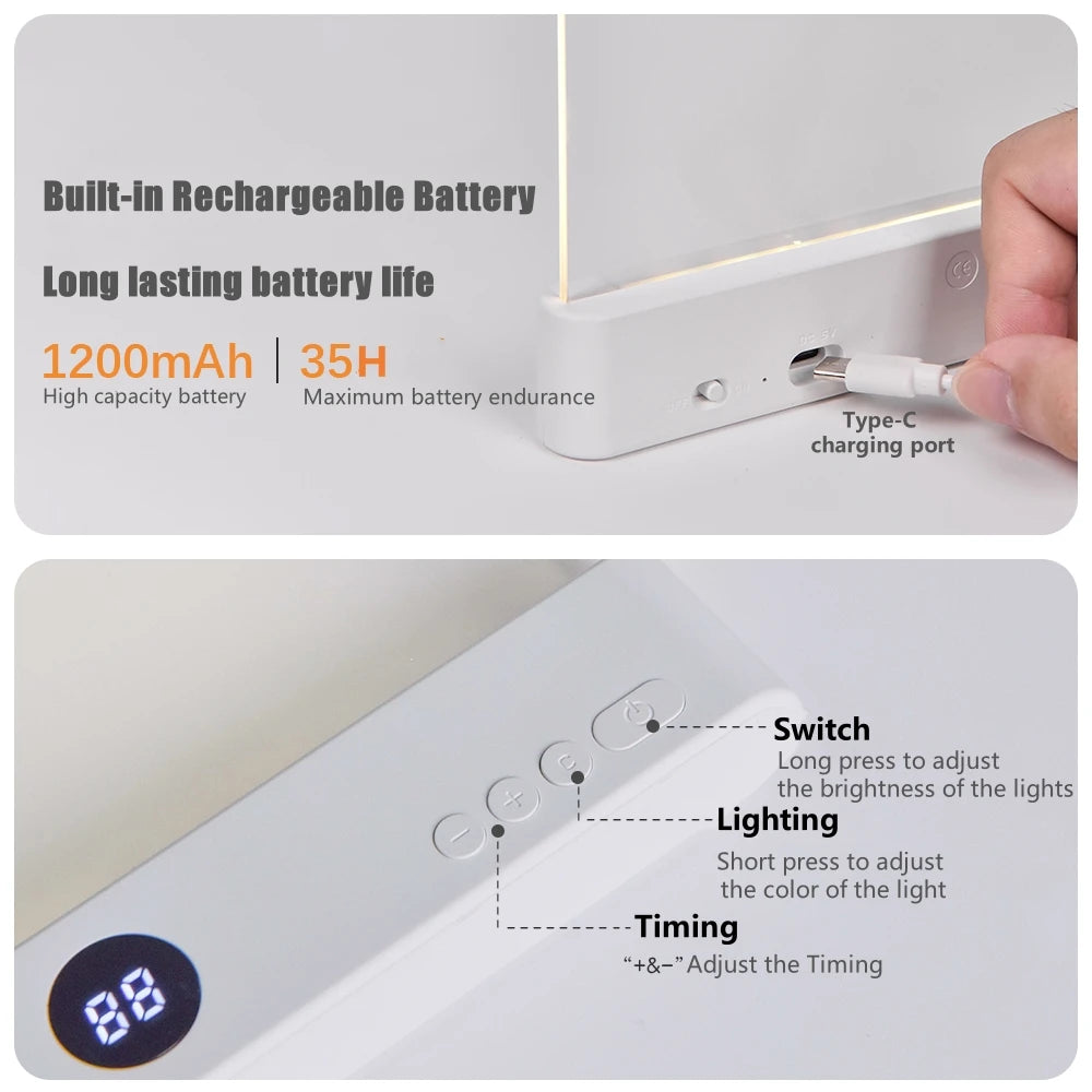 Rechargeable LED Reading Panel with Timer and Dimming