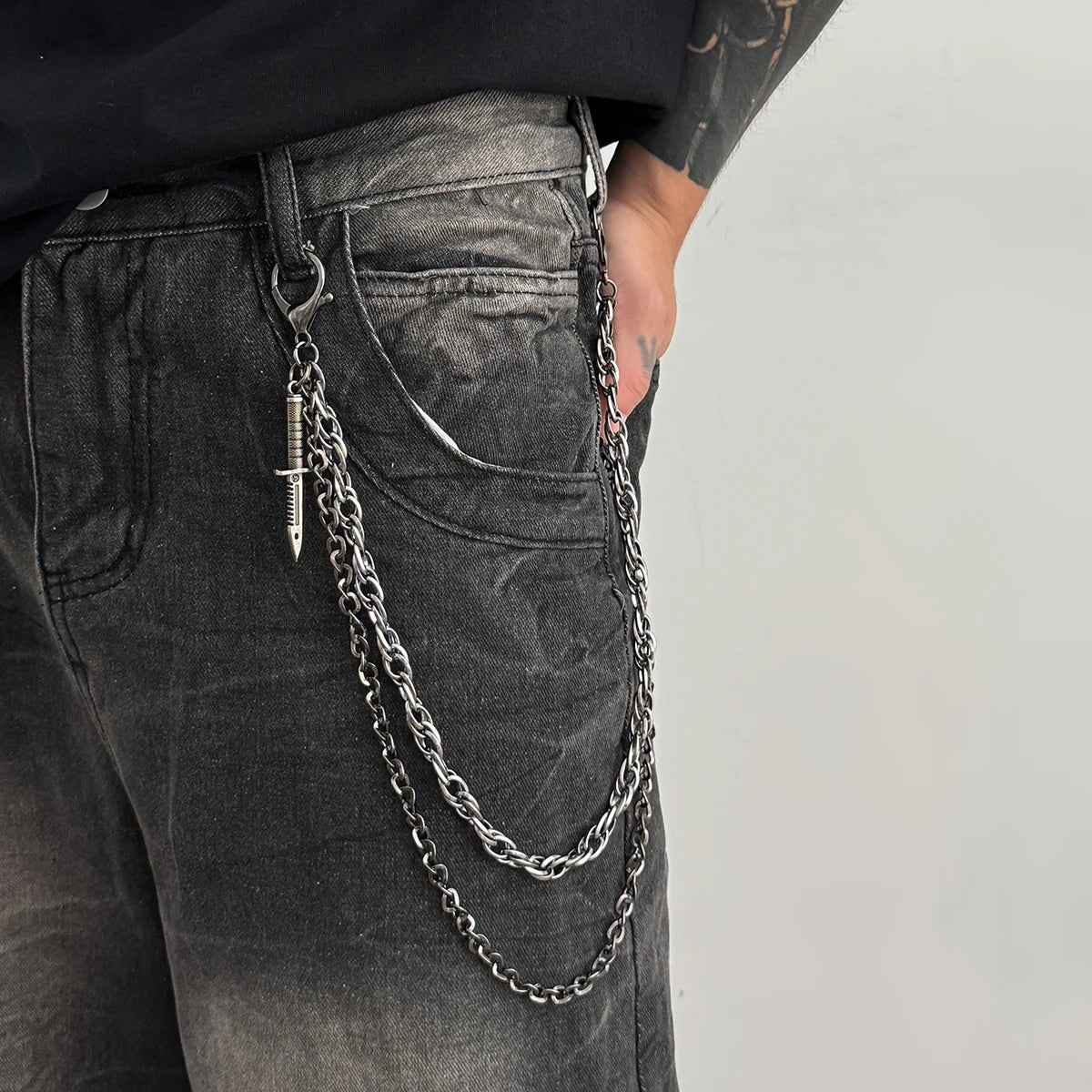 Salircon HipHop Goth Δημιουργικό Π pendant Keychain Μέση ζώνη άνδρες γυναίκες  vintage πορτοφόλι παντελόνι hipster κουλούρα Halloween κοσμήματα