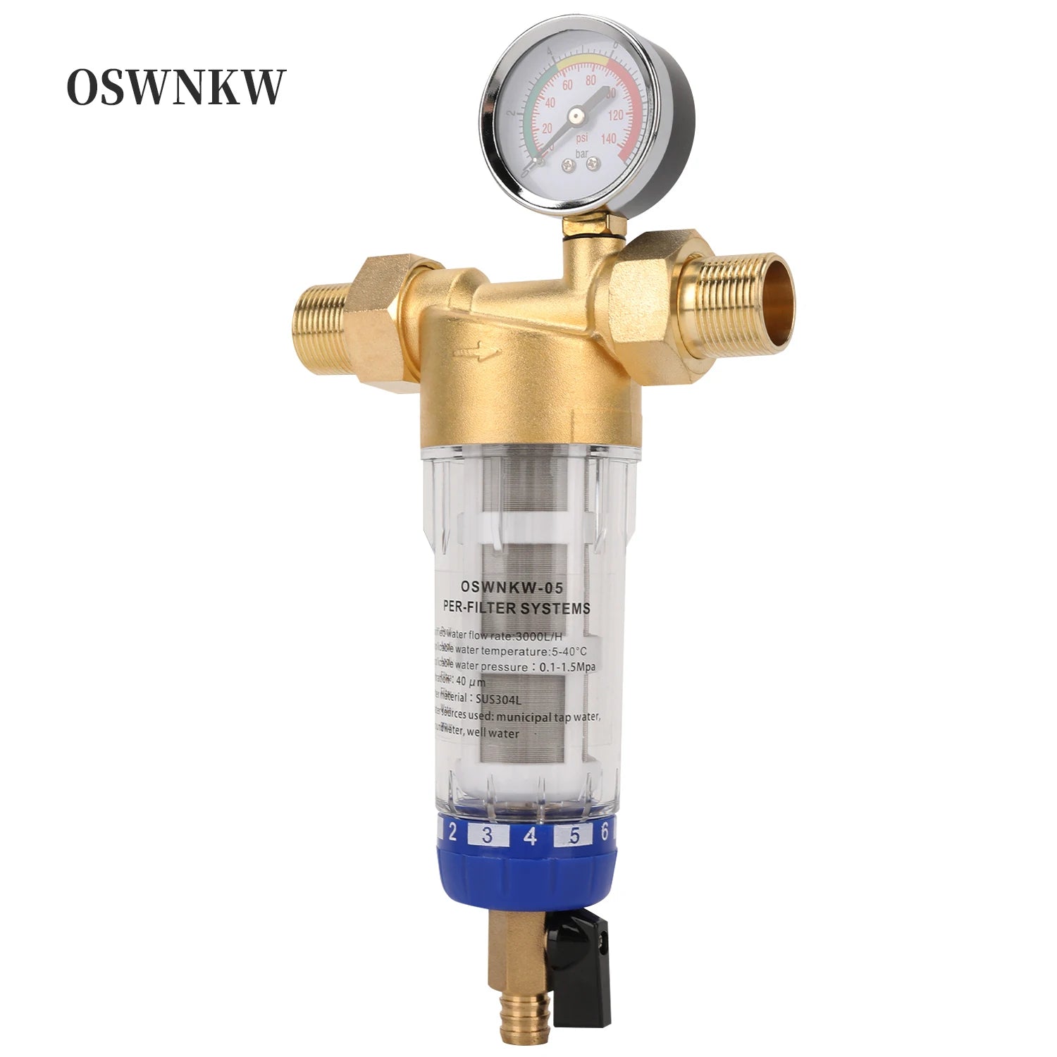 Whole House Spin Down Sediment Water Filter Pre-Filter System