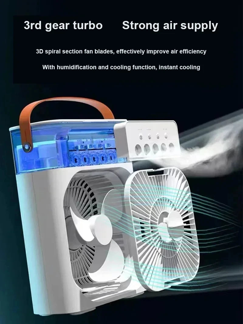 3-in-1 Mini Air Cooler Fan with Humidifier and Night Light