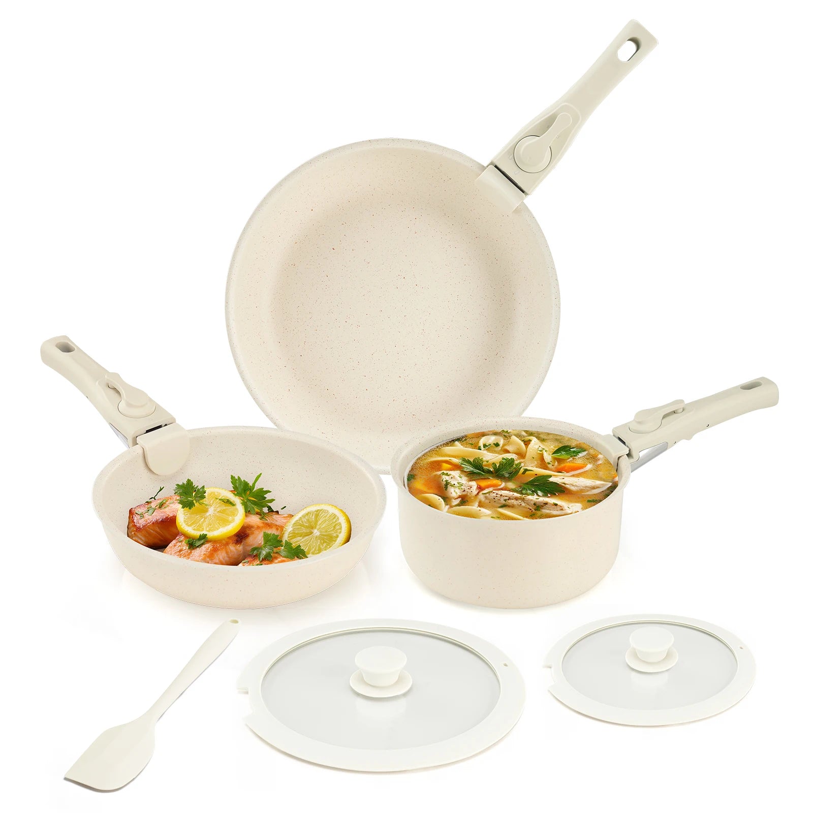 12-Piece Nonstick Cookware Set with Detachable Handles