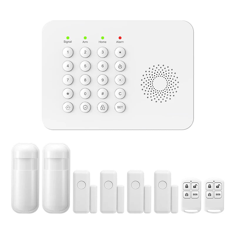 PGST 4G WiFi Smart Wireless Burglar Anti Theft Alarm Security Kit Works with Tuya Works with Smart Life Mobile Phone Remote Arm Disarm Real Time Alarm Push Door Sensor Motion Detector Full Set Smart Home Safety Device Europe