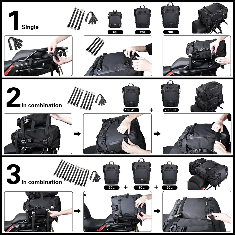 Motorcycle Rear Seat Bag Waterproof Luggage Pack