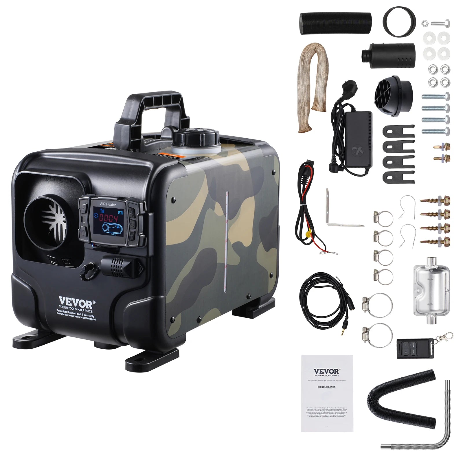 8KW Diesel Air Heater 12V/24V with Bluetooth, CO Alarm & Display