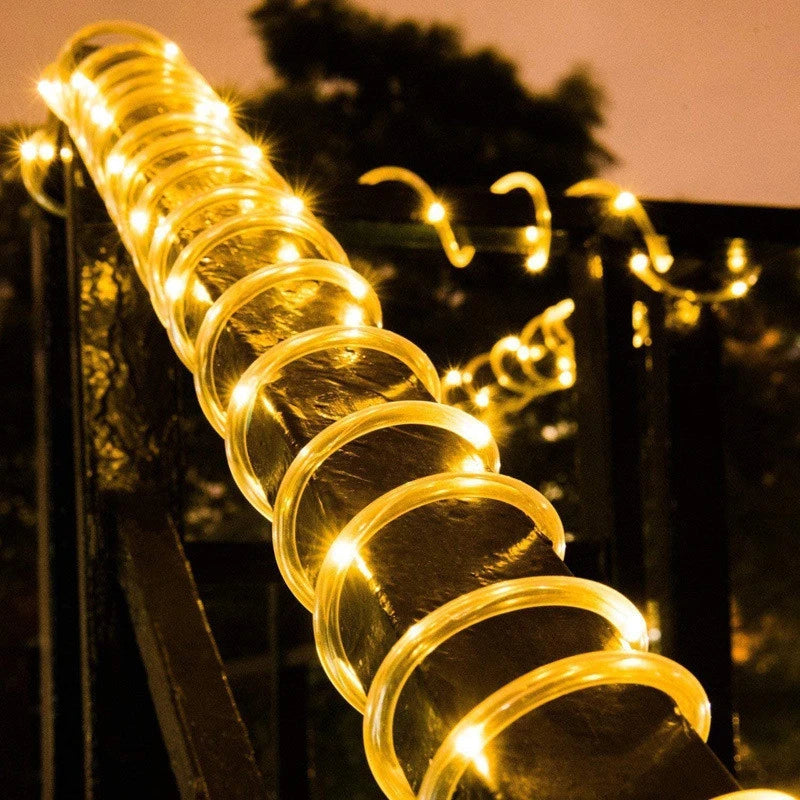 Solarne lampki LED na lince o długości 7 m z ośmioma trybami