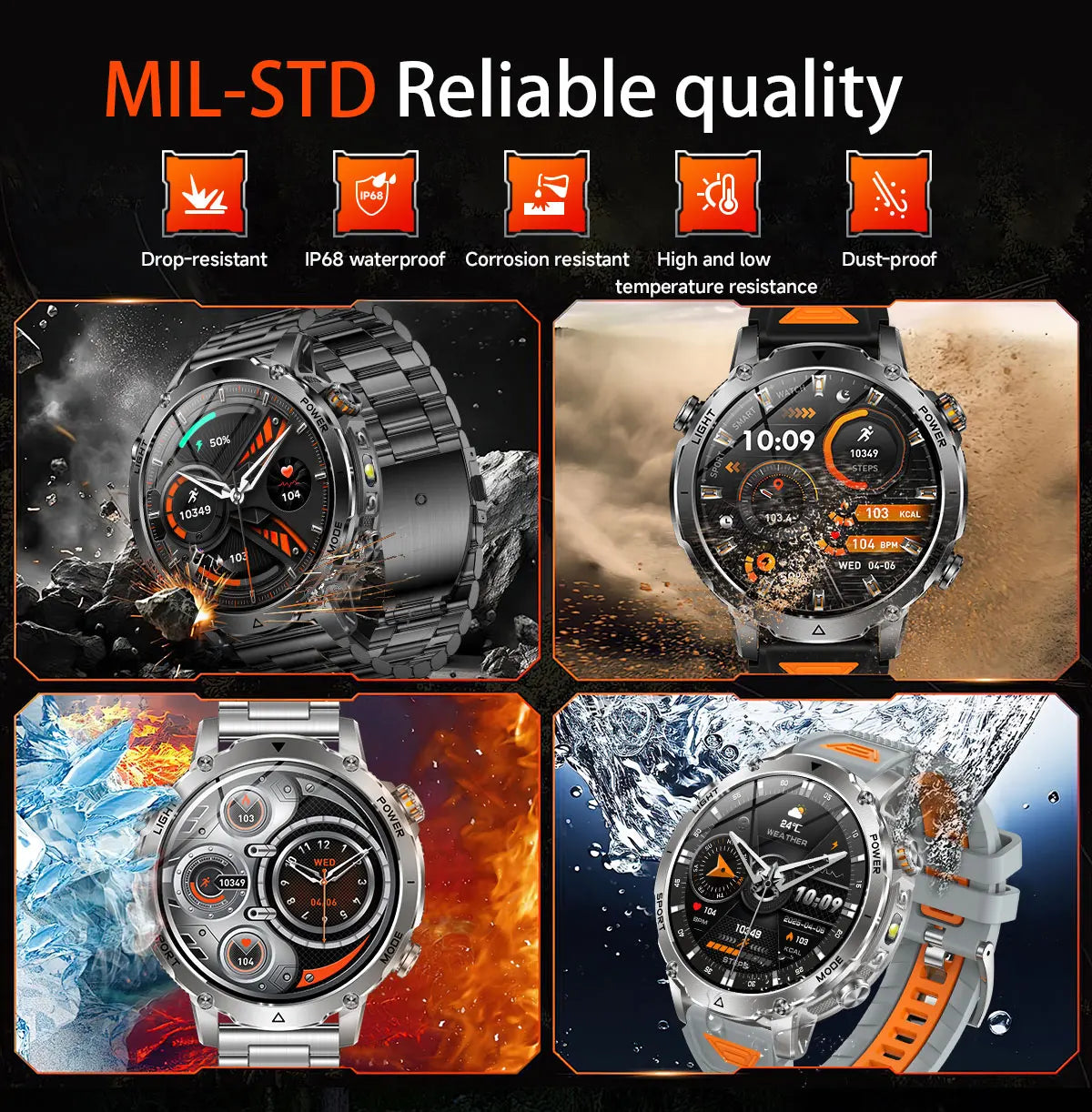 Outdoor Bluetooth Anruf-Smartwatch mit LED-Taschenlampe