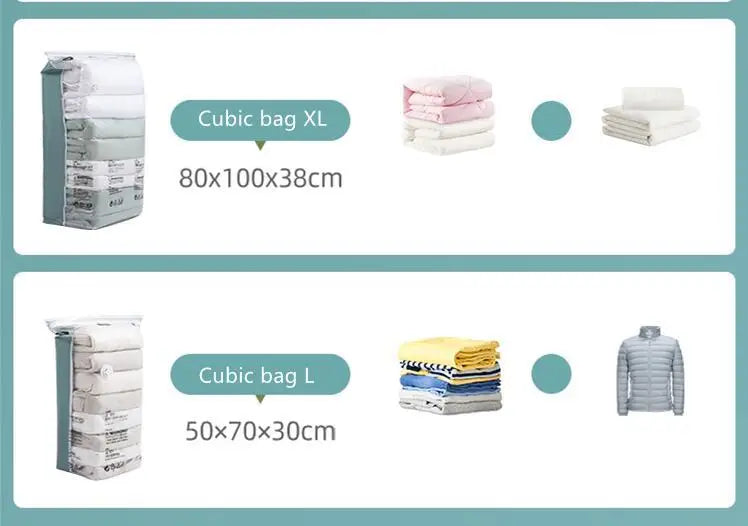 No Need Pump Vacuum Bags Large Plastic Storage Bags for Storing Clothes blankets Compression Empty Bag Covers Travel Accessories 