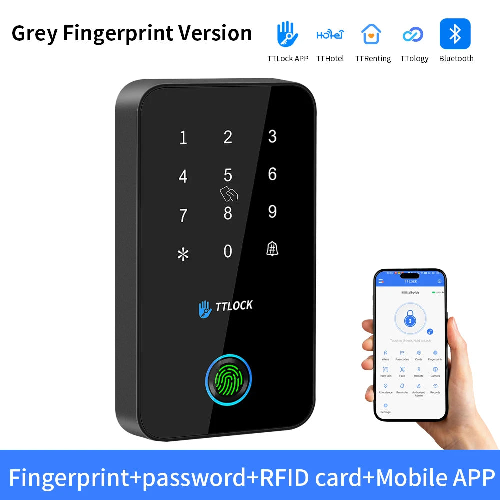 BSTUOKEY Étanche IP67 Serrure intelligente TTlock Contrôle d’accès Clavier Extérieur Empreinte Digitale Mot de passe Bluetooth 13.56MHz Carte App Déverrouiller