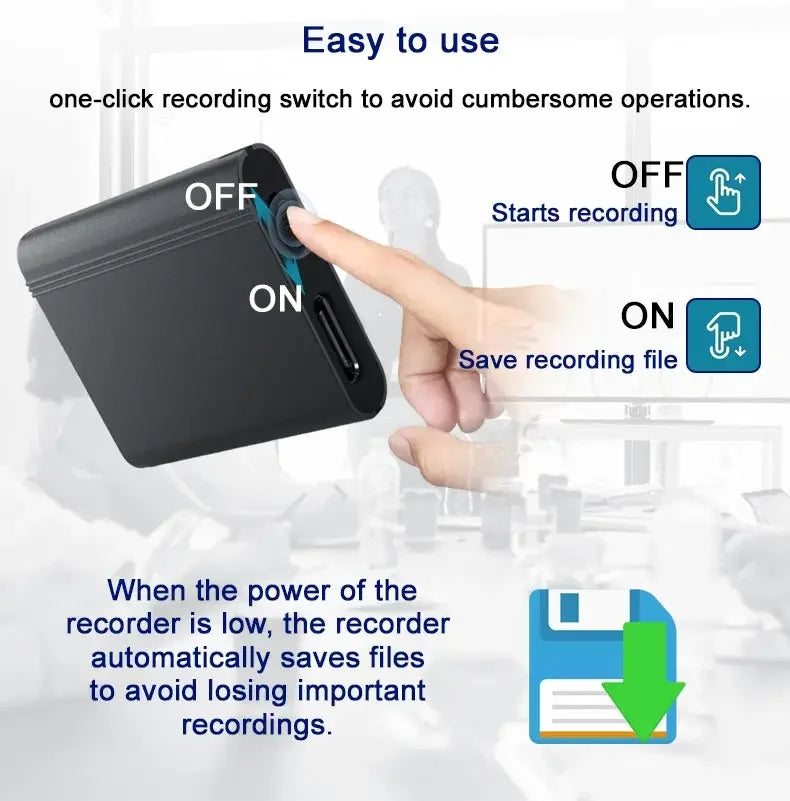 Mini Voice Activated Recorder with OTG Phone Connection & Magnet
