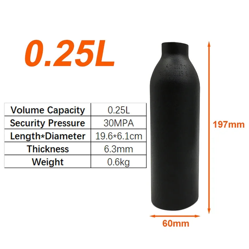 Bouteille en aluminium CO2 30MPa filetage M18×1,5 pour aquarium et usage gaz