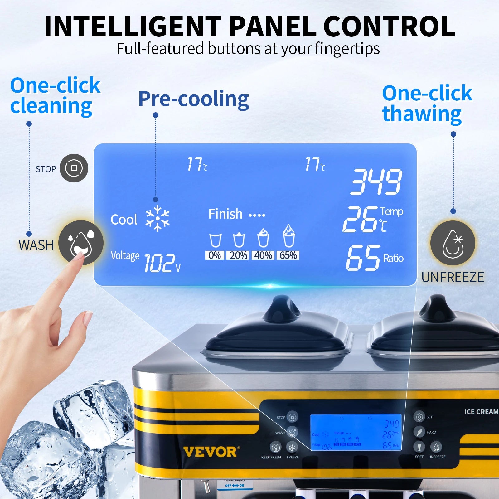 Commercial Countertop Soft Serve Ice Cream Machine 3 Flavors 22-30 L/H